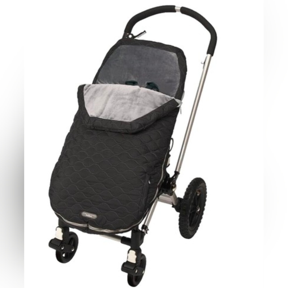 JJ Cole Black Quilted Stroller Footmuff Car Seat Liner with Gray Lining